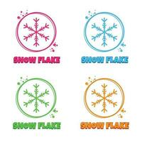 Colorful snowflake icon with colorful text labels or stickers vector illustration