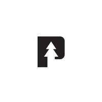 Letter P and Pine Tree logo or icon design vector