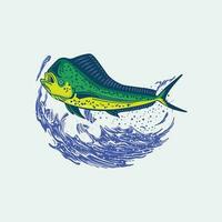 vector illustration logo mahi mahi  fishing