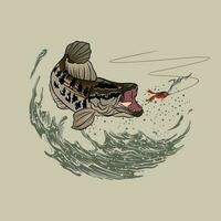 vector ilustración cabeza de serpiente pescado