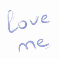 Love me text hand written in watercolor brush style. Illustration vector art. Heart shaped lettering