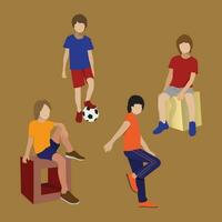 Little boys doing different activities vector