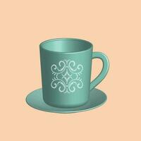 3D Mug with hot tea and milk or cappuccino and latte. Realistic americano and espresso drink illustration, coffee cup. vector
