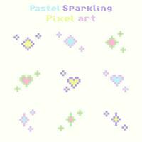 Pastel Sparkling pixel art set, vector sparkling pixel set,