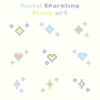 Pastel Sparkling pixel art set, vector sparkling pixel set,