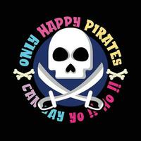 Vector illustration of funny pirate skull. Suitable for sticker, t shirt, etc