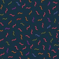 Memphis style pattern vector with small wavy dashes. Simple geometric seamless background. Colorful minimalistic repeatable design.