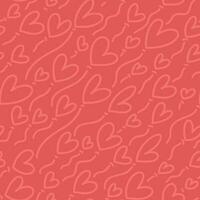 Seamless vector pattern with red linear hearts. Vector repeating texture with red colors outlined dynamic heart shapes. Repeatable romantic backdrop.