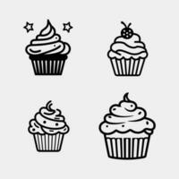 vector set of Cupcake isolated on white background