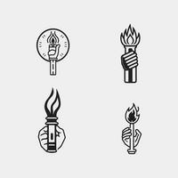 set of hand holding torch symbol flat illustration vector isolated on white background