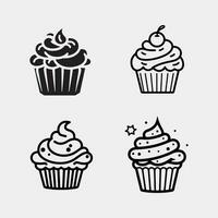 vector set of Cupcake isolated on white background