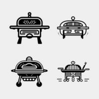 set of BBQ Grill vector isolated on white background