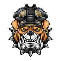 vector ilustración de un buldog cabeza vistiendo un heroico nos Ejército gorra