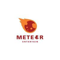 astronomy logo vector icon illustration, meteor with distant fire