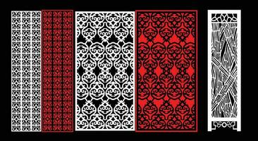 Decorative wall panels set Jali design CNC pattern, laser cutting pattern, router CNCcutting.Jali Laser cut decorative panel set with lace pattern vector