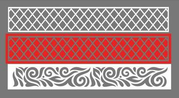 Decorative wall panels set Jali design CNC pattern, laser cutting pattern, router CNCcutting.Jali Laser cut decorative panel set with lace pattern. vector