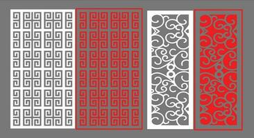 Decorative wall panels set Jali design CNC pattern, laser cutting pattern, router CNCcutting.Jali Laser cut decorative panel set with lace pattern. vector