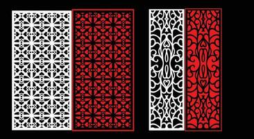 Decorative wall panels set Jali design CNC pattern, laser cutting pattern, router CNCcutting.Jali Laser cut decorative panel set with lace pattern vector