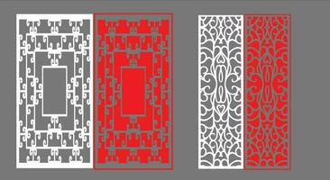 Decorative wall panels set Jali design CNC pattern, laser cutting pattern, router CNCcutting.Jali Laser cut decorative panel set with lace pattern. vector