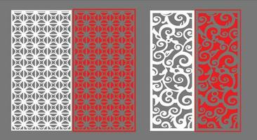 Decorative wall panels set Jali design CNC pattern, laser cutting pattern, router CNCcutting.Jali Laser cut decorative panel set with lace pattern. vector