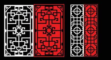 Decorative wall panels set Jali design CNC pattern, laser cutting pattern, router CNCcutting.Jali Laser cut decorative panel set with lace pattern vector