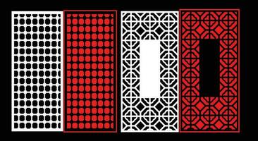 Decorative wall panels set Jali design CNC pattern, laser cutting pattern, router CNCcutting.Jali Laser cut decorative panel set with lace pattern vector