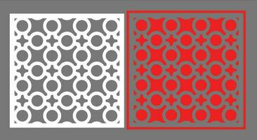 Decorative wall panels set Jali design CNC pattern, laser cutting pattern, router CNCcutting.Jali Laser cut decorative panel set with lace pattern. vector
