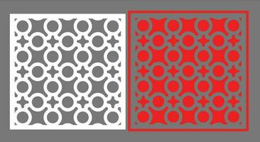 Decorative wall panels set Jali design CNC pattern, laser cutting pattern, router CNCcutting.Jali Laser cut decorative panel set with lace pattern. vector