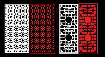 Decorative wall panels set Jali design CNC pattern, laser cutting pattern, router CNCcutting.Jali Laser cut decorative panel set with lace pattern vector