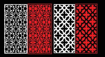 Decorative wall panels set Jali design CNC pattern, laser cutting pattern, router CNCcutting.Jali Laser cut decorative panel set with lace pattern vector