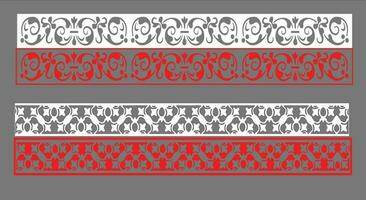 Decorative wall panels set Jali design CNC pattern, laser cutting pattern, router CNCcutting.Jali Laser cut decorative panel set with lace pattern. vector