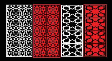 Decorative wall panels set Jali design CNC pattern, laser cutting pattern, router CNCcutting.Jali Laser cut decorative panel set with lace pattern vector