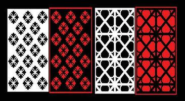 Decorative wall panels set Jali design CNC pattern, laser cutting pattern, router CNCcutting.Jali Laser cut decorative panel set with lace pattern vector