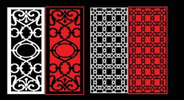 Decorative wall panels set Jali design CNC pattern, laser cutting pattern, router CNCcutting.Jali Laser cut decorative panel set with lace pattern vector