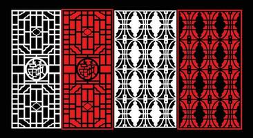 Decorative wall panels set Jali design CNC pattern, laser cutting pattern, router CNCcutting.Jali Laser cut decorative panel set with lace pattern vector