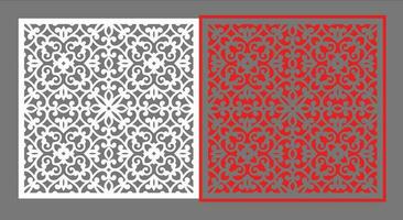 Decorative wall panels set Jali design CNC pattern, laser cutting pattern, router CNCcutting.Jali Laser cut decorative panel set with lace pattern. vector