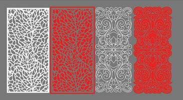 Decorative wall panels set Jali design CNC pattern, laser cutting pattern, router CNCcutting.Jali Laser cut decorative panel set with lace pattern. vector