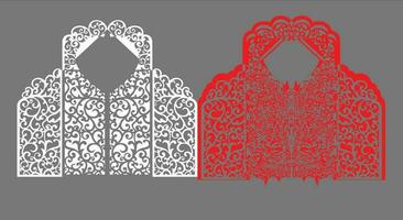 Decorative wall panels set Jali design CNC pattern, laser cutting pattern, router CNCcutting.Jali Laser cut decorative panel set with lace pattern. vector