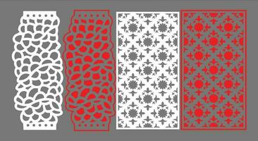 Decorative wall panels set Jali design CNC pattern, laser cutting pattern, router CNCcutting.Jali Laser cut decorative panel set with lace pattern. vector