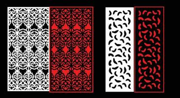 Decorative wall panels set Jali design CNC pattern, laser cutting pattern, router CNCcutting.Jali Laser cut decorative panel set with lace pattern vector