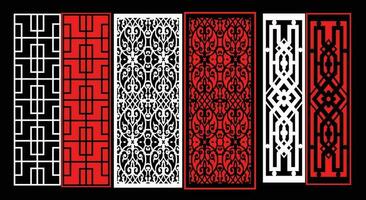 Decorative wall panels set Jali design CNC pattern, laser cutting pattern, router CNCcutting.Jali Laser cut decorative panel set with lace pattern vector