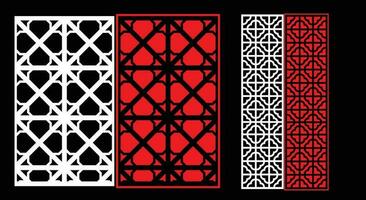 Decorative wall panels set Jali design CNC pattern, laser cutting pattern, router CNCcutting.Jali Laser cut decorative panel set with lace pattern vector