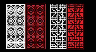 Decorative wall panels set Jali design CNC pattern, laser cutting pattern, router CNCcutting.Jali Laser cut decorative panel set with lace pattern vector