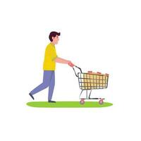 trolley shopping man vector