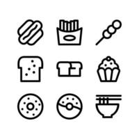 Food icon vector illustration logo template for many purpose. Isolated on white background. Street food linear icons