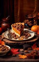 Autumn pumpkin pie. Illustration photo