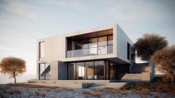 Modern house design. Illustration photo