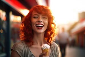 Girl with ice cream. Illustration photo