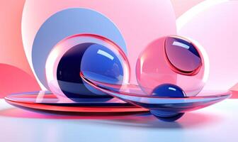 3d curved acrylic abstract geometrical shapes for a business desktop. Illustration photo