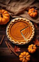 Autumn pumpkin pie. Illustration photo